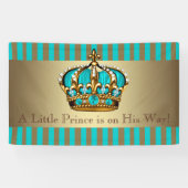 Turquoise Blue Gold Crown Prince Baby shower Spandoek