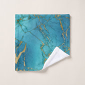 Turquoise Blue Gold Marble Stone Rock Metallic Bad Handdoek (Wasdoekje)