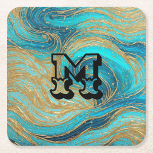  "Turquoise Blue Gold"-Onderzetters Kartonnen Onderzetters