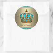 Turquoise Blue Gold Prince Baby shower Stickers (Tas)
