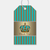 Turquoise Blue Gold Prince Cadeaulabel (Voorkant)