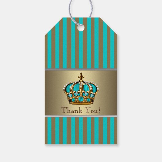 Turquoise Blue Gold Prince Cadeaulabel (Achterkant)