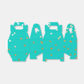 Turquoise Blue & Gold Shiny Confetti Stippen Moder Bedankdoosjes (Uitgevouwen)