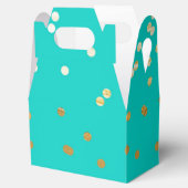 Turquoise Blue & Gold Shiny Confetti Stippen Moder Bedankdoosjes (Geopend)