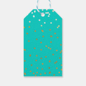 Turquoise Blue & Gold Shiny Confetti Stippen Moder Cadeaulabel (Achterkant)