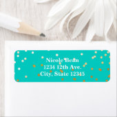 Turquoise Blue & Gold Shiny Confetti Stippen Moder Etiket (Insitu)