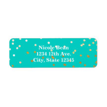 Turquoise Blue & Gold Shiny Confetti Stippen Moder