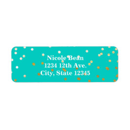 Turquoise Blue & Gold Shiny Confetti Stippen Moder Etiket
