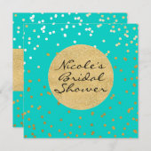 Turquoise Blue & Gold Shiny Confetti Stippen Moder Kaart (Voorkant / Achterkant)