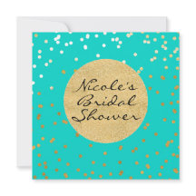 Turquoise Blue & Gold Shiny Confetti Stippen Moder