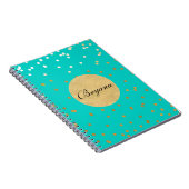 Turquoise Blue & Gold Shiny Confetti Stippen Moder Notitieboek (Rechterzijde)