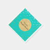 Turquoise Blue & Gold Shiny Confetti Stippen Moder Servetten (Hoek)