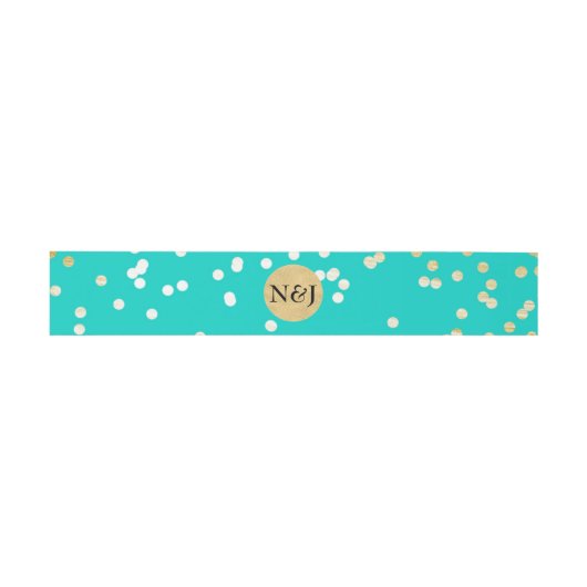 Turquoise Blue & Gold Shiny Confetti Stippen Moder Uitnodigingen Wikkel (Vlak)