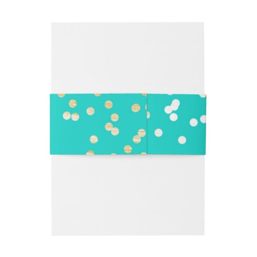 Turquoise Blue & Gold Shiny Confetti Stippen Moder Uitnodigingen Wikkel (Achterkant Voorbeeld)