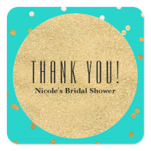 Turquoise Blue & Gold Shiny Confetti Stippen Moder