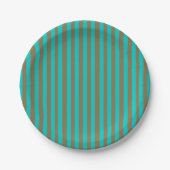 Turquoise Blue Gold Stripe Papieren Bordje (Voorkant)