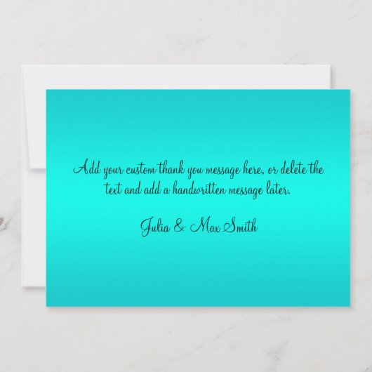 Turquoise Blue Gradient Bedankkaart (Achterkant)