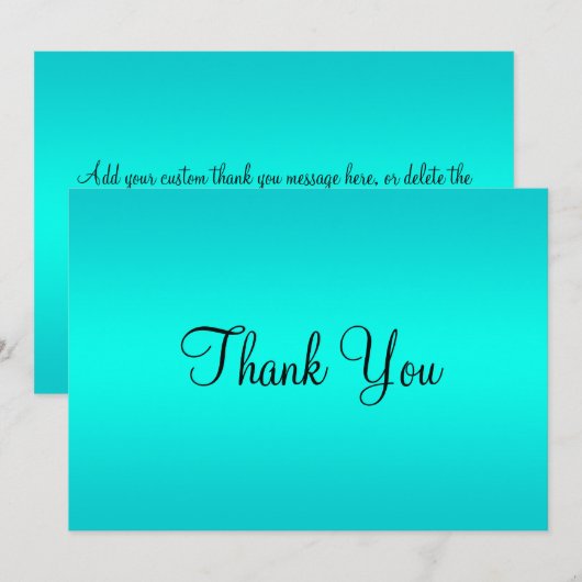 Turquoise Blue Gradient Bedankkaart (Voorkant / Achterkant)