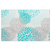 Turquoise Blue Gray Dahlias MOD florale afdruk Stof (Fat Quarter)