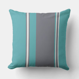 Turquoise Blue-gray en Shell Stripes Kussen