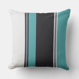 Turquoise Blue-gray en Shell Stripes Kussen