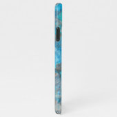 Turquoise Blue Gray Polygon Mosaic Art Patroon iPhone Hoesje (Rechterkant)