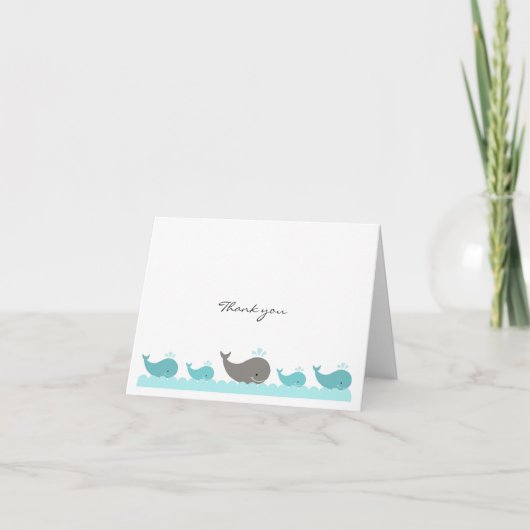Turquoise Blue Gray Whales Thank You Notes Bedankkaart (Voorkant)