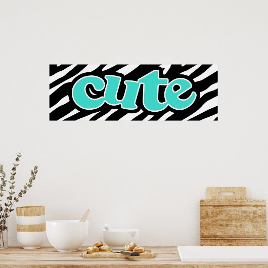 Turquoise; Blue Green CUTE; zebrastrepen Poster (Keuken)