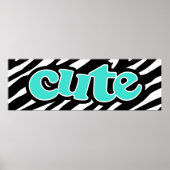 Turquoise; Blue Green CUTE; zebrastrepen Poster (Voorkant)