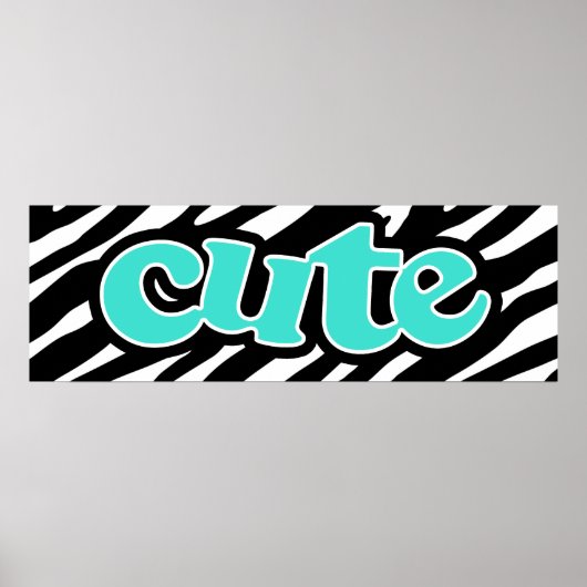 Turquoise; Blue Green CUTE; zebrastrepen Poster (Voorkant)