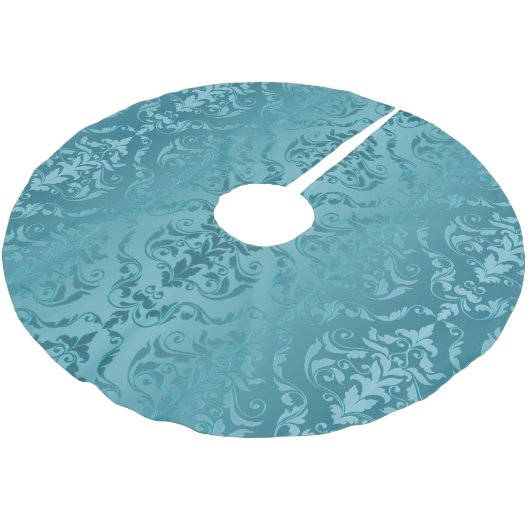 Turquoise Blue Green  Damask Kerstboom Rok (Gekanteld)