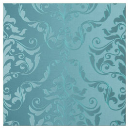 Turquoise Blue Green  Damask Stof