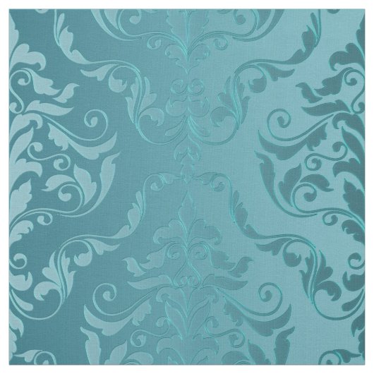 Turquoise Blue Green  Damask Stof (Swatch)