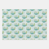 TURQUOISE BLUE GREEN DINOSAURS & RAINBOWS INPAKPAPIER VEL (Voorkant 2)