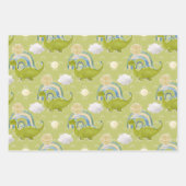 TURQUOISE BLUE GREEN DINOSAURS & RAINBOWS INPAKPAPIER VEL (Voorkant)