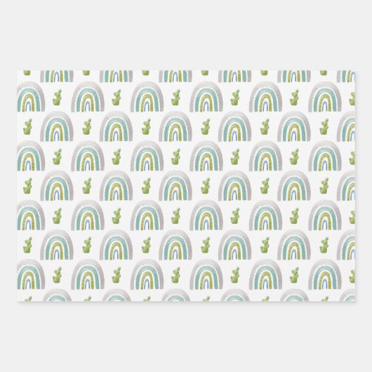 TURQUOISE BLUE GREEN DINOSAURS & RAINBOWS INPAKPAPIER VEL (Voorkant 3)