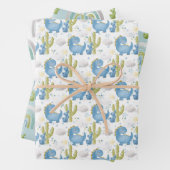 TURQUOISE BLUE GREEN DINOSAURS & RAINBOWS INPAKPAPIER VEL (In situ)