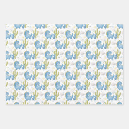 TURQUOISE BLUE GREEN DINOSAURS & RAINBOWS INPAKPAPIER VEL