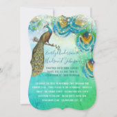 Turquoise Blue Green en Copper Peacock Feather Kaart (Voorkant)