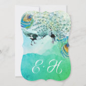 Turquoise Blue Green en Copper Peacock Feather Kaart (Achterkant)