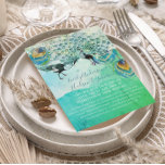 Turquoise Blue Green en Copper Peacock Feather Kaart<br><div class="desc">Boho Waterverf Typografie Turquoise Blue Green en Copper Peacock Feather under the Stars Fairy lights Wedding Invitations. Ideaal voor je Romantische sprookje Peacock Wedding Theme.</div>