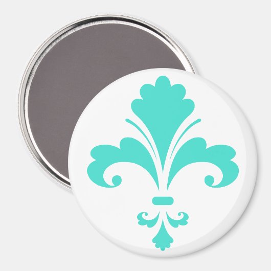 Turquoise, Blue-Green Fleur-de-lis Magneet (Voorkant / Achterkant)