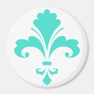 Turquoise, Blue-Green Fleur-de-lis Magneet