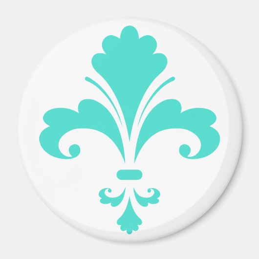 Turquoise, Blue-Green Fleur-de-lis Magneet (Voorkant)