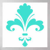 Turquoise, Blue-Green Fleur-de-lis Poster (Voorkant)