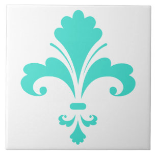 Turquoise, Blue-Green Fleur-de-lis Tegeltje
