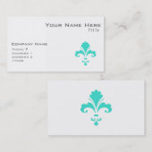 Turquoise, Blue-Green Fleur-de-lis Visitekaartje (Voorkant / Achterkant)