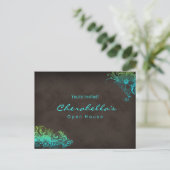 Turquoise Blue Green Floral Briefkaart Uitnodiging (Staand voorkant)