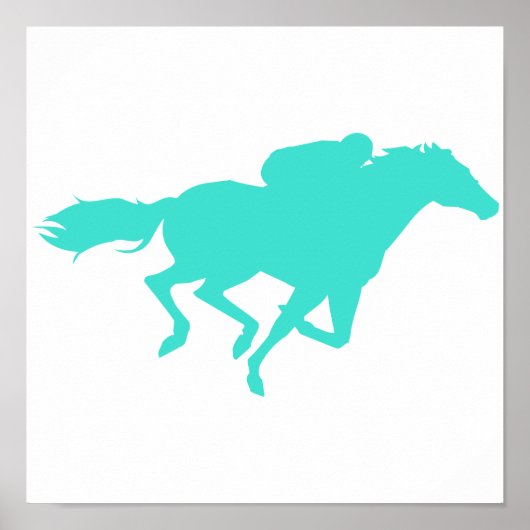 Turquoise; Blue Green Horse Racing Poster (Voorkant)