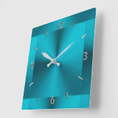 Turquoise Blue Green Metallic Clock Vierkante Klok (Hoek)